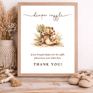 Western Texas Rodeo Baby Shower Diaper Raffle Sign