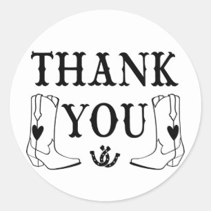 Western Thank You Cowboy Boots Country Wedding Classic Round Sticker