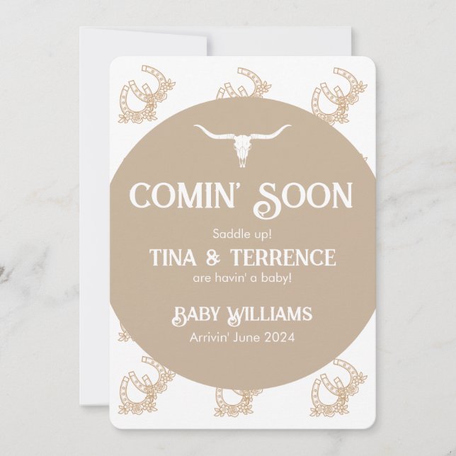 Western Theme Comin' Bientôt Faire-part de grosses (Devant)