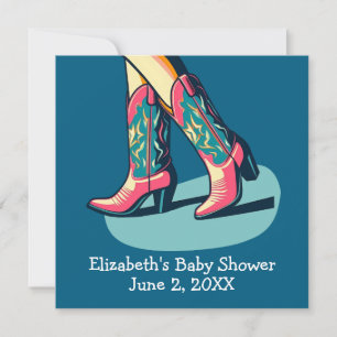 Western Theme Cowgirl Boots Baby Shower Invitation