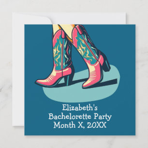 Western Theme Cowgirl Boots Bachelorette Party Invitation