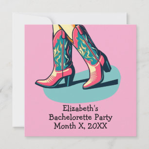 Western Theme Cowgirl Boots Bachelorette Party Invitation