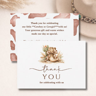 Western Theme Cowgirl or Cowboy Baby Shower Thank You Card