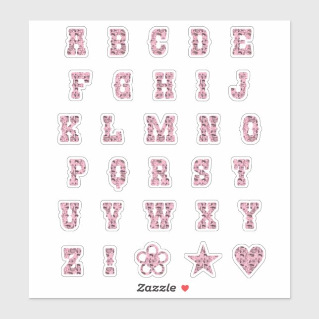 Western Theme Font Pink Paisley Alphabet Letters (Sheet)