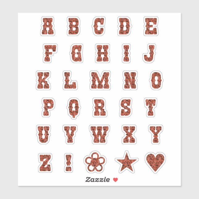Western Theme Font Red Paisley Alphabet Letters (Sheet)