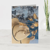 Western theme hat, horse, milk weed Birthday scene