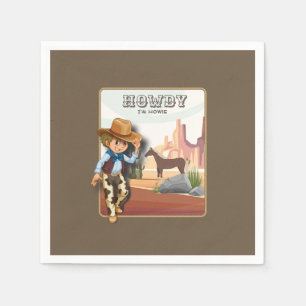 Western theme howies cowboy birthday   napkin