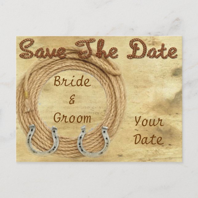 Western Theme Save the Date Postcard, Announcement (Front)