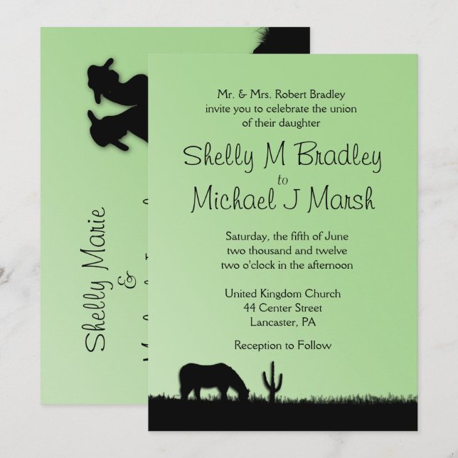 Western Theme Wedding Invitation (Front/Back)