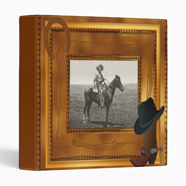 Western Theme with Boot & Hat Photo Template Binder (Front/Spine)