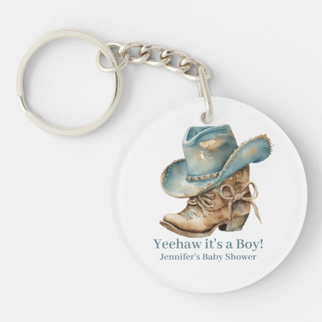 Western Themed Baby Shower Favour Keychain (Front)