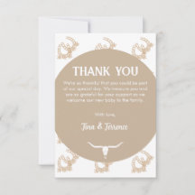 Western Themed Baby Shower Thank You Card