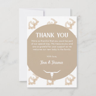 Western Themed Baby Shower Thank You Card