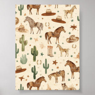 Western Themed Cowboy Nursery Wall Art Poster