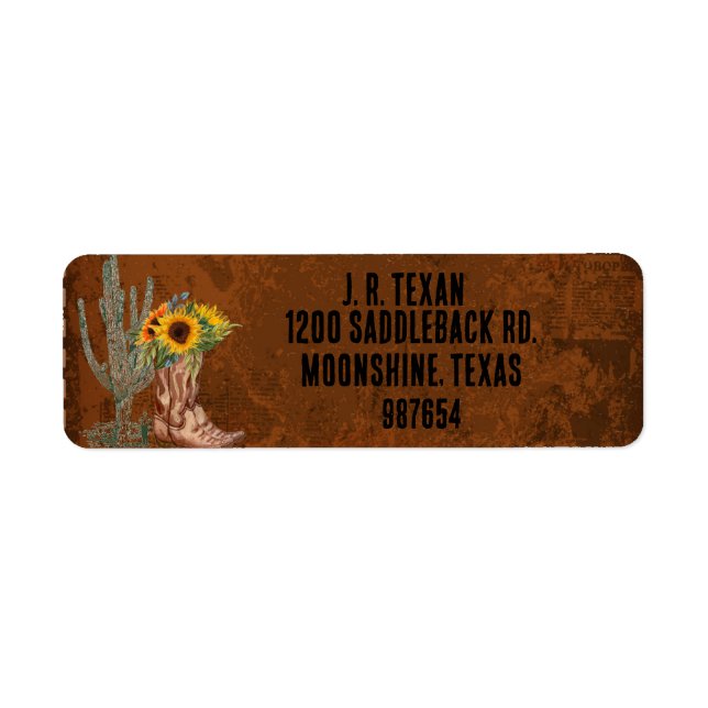 Western Themed Leather Cowboy Boot Cacti (Front)
