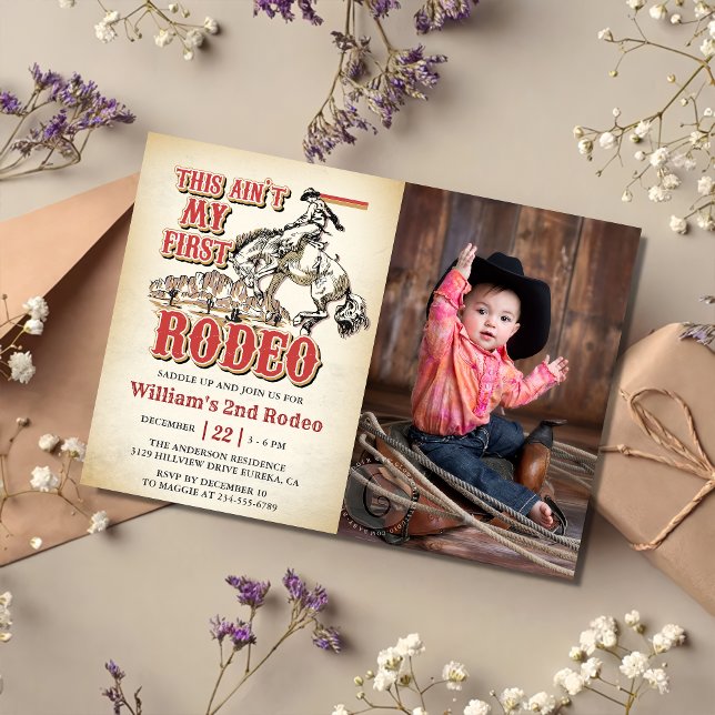 Western This Ain't My First Rodeo 2nd Birthday  Invitation (Creator Uploaded)