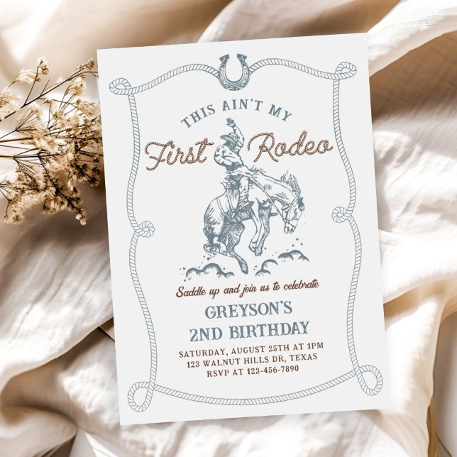 Western This Ain't My First Rodeo 2nd Birthday Invitation (Creator Uploaded)