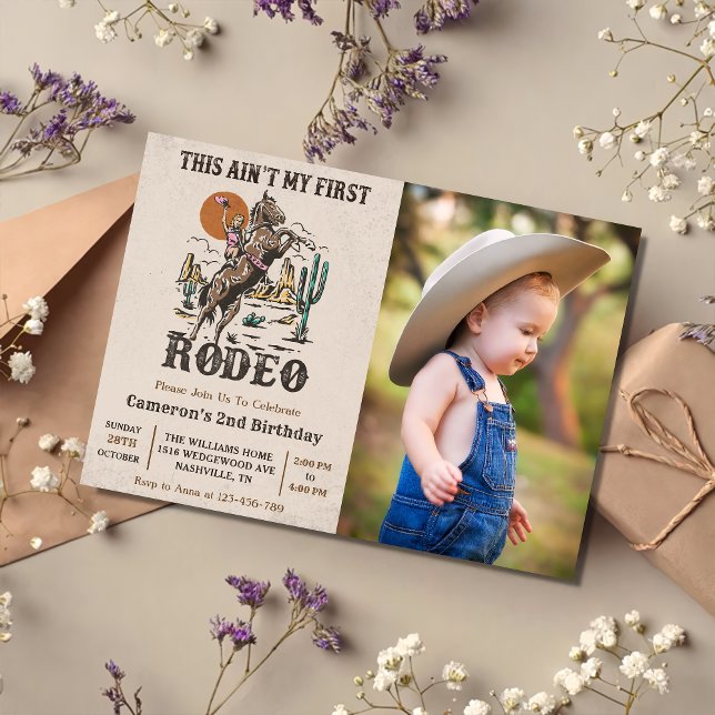 Western This Ain't My First Rodeo Birthday Photo Invitation (Creator Uploaded)