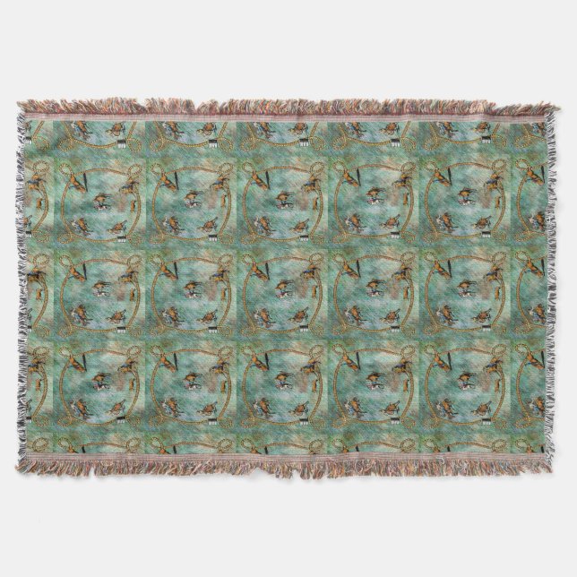 Western Throw Blanket Rodeo Events With Rope (Front)
