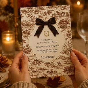 Western Toile Thanksgiving Dinner Invitation 