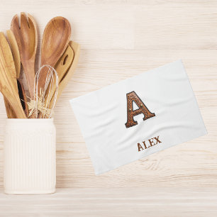 Western Tooled Leather Initial Monogram A Kitchen Towel