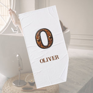 Western Tooled Leather Initial Monogram O Bath Towel