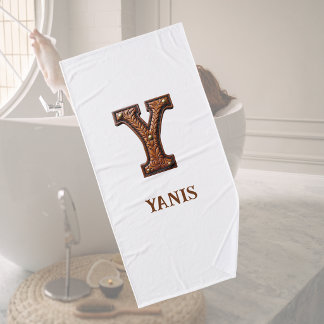 Western Tooled Leather Initial Monogram Y Bath Towel