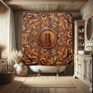 Western Tooled Leather Print Custom Initial 