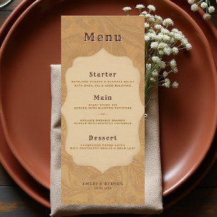 Western Tooled Rustic Bronze Terracotta Wedding Menu