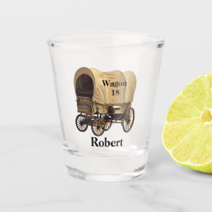 Western Trail Ride  Covered Wagon Personalized Shot Glass