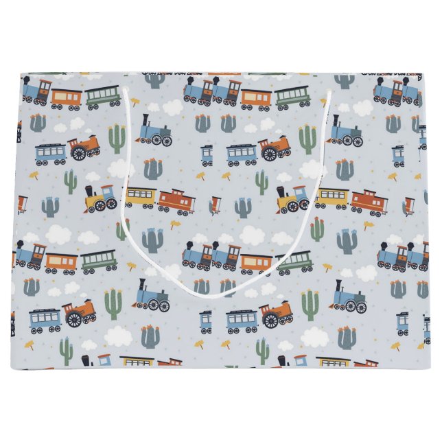 Western Train Adventure Gift Bag | Cute Cactus  (Front)