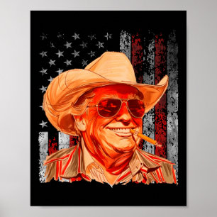 Western Trump Cowboy American Vintage Trump Usa Fl Poster