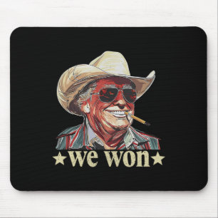 Western Trump Cowboy We Won American Flag Cowboy H Mouse Pad