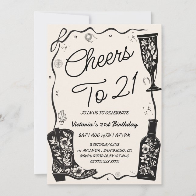 Western Twenty First Birthday  Invitation (Front)