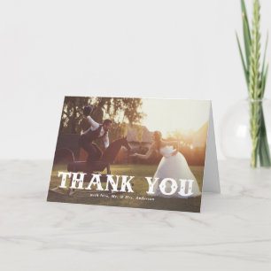 Western Typography Photo Wedding Thank You Card