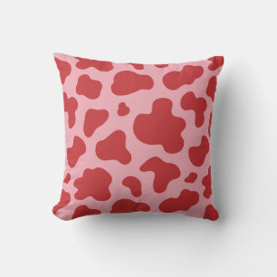 Western Valentines Day Cow Print Cowgirl Pink Red Throw Pillow