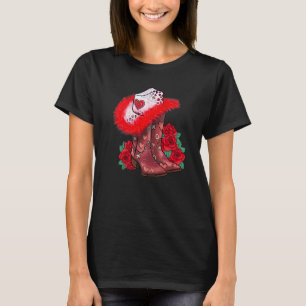 Western Valentines Day Cowgirl Boots Yeehaw Howdy T-Shirt