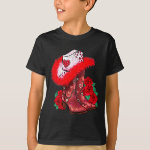 Western Valentines Day Cowgirl Boots Yeehaw Howdy  T-Shirt