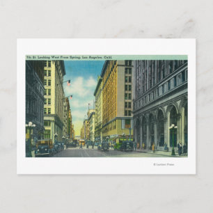 Western View of 7th Street from Spring Street Postcard