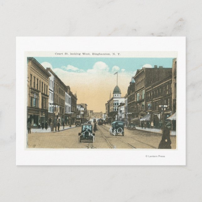 Western View of Court Street Postcard (Front)