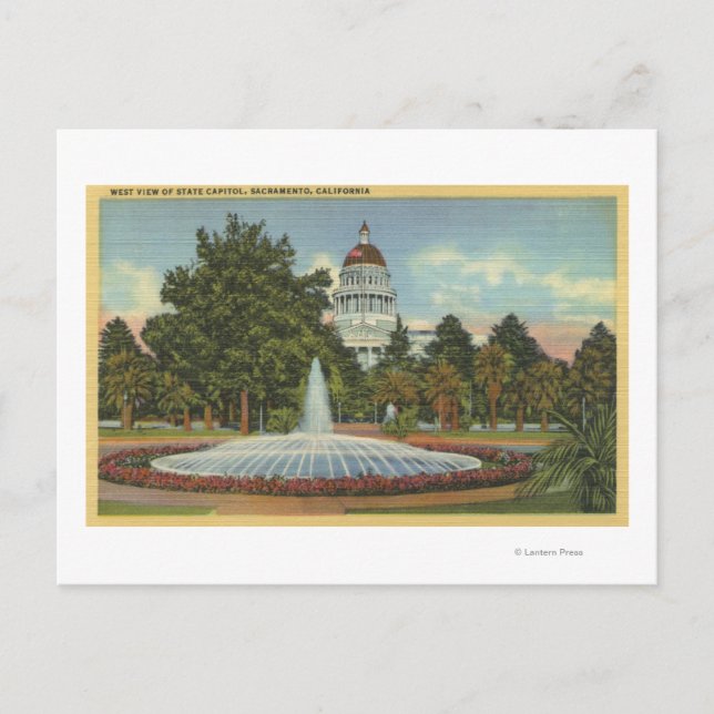 Western View of the State Capitol Postcard (Front)