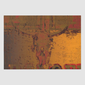 Western Vintage Bull Skull Rust Orange Country Tissue Paper
