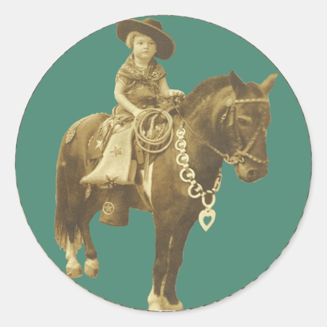 Western Vintage Cowgirl On Horse Stickers (Front)