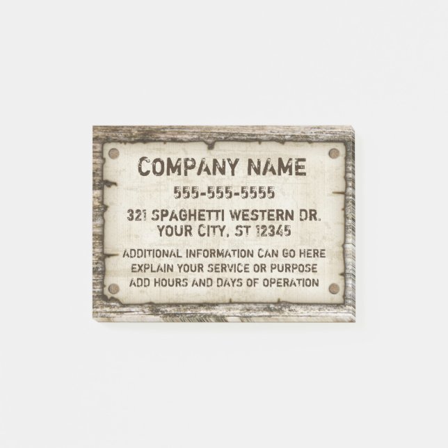 Western Vintage Custom Contact Post-it Notes (Front)
