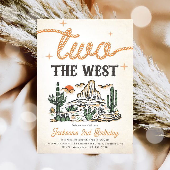 Western Vintage Desert Cowboy 2nd Birthday Invitation (Creator Uploaded)