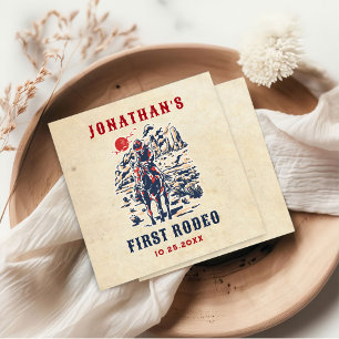 Western Vintage Desert First Rodeo 1st Birthday Napkin