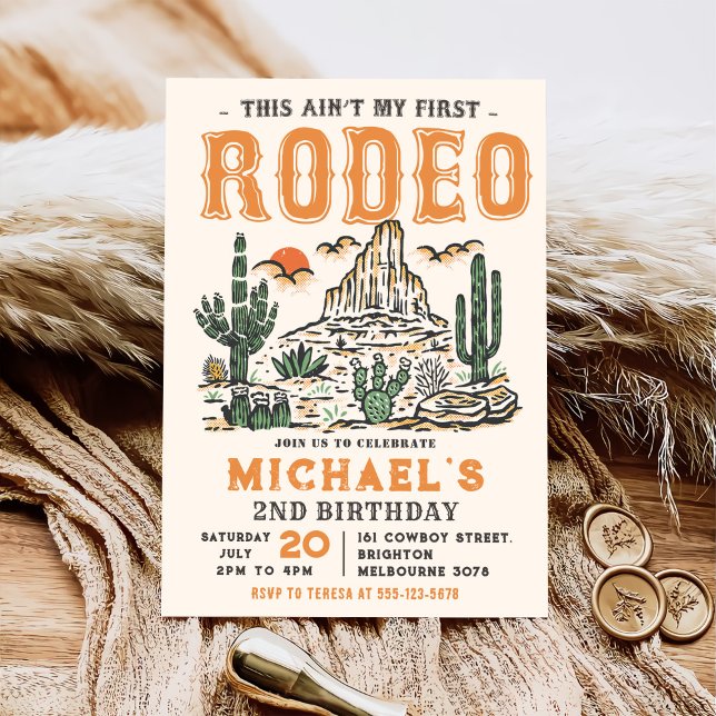 Western Vintage Desert Rodeo 2nd Birthday Invitation (Creator Uploaded)