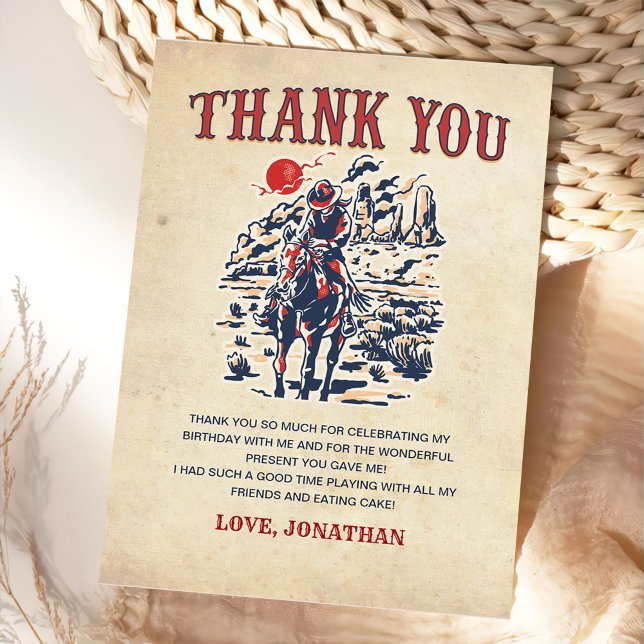 Western Vintage Desert Rodeo Birthday Thank You Card (Creator Uploaded)
