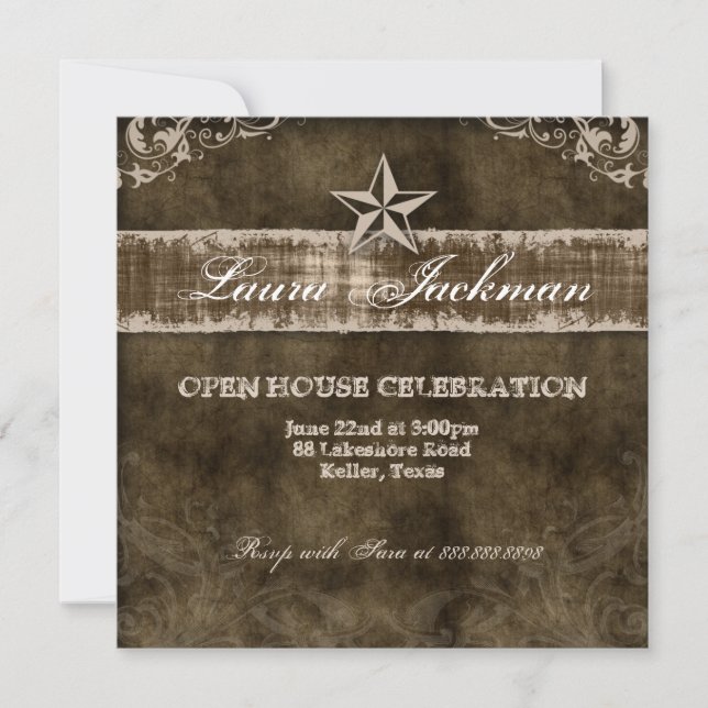 Western Vintage Grad Photo Card Beige Star (Front)
