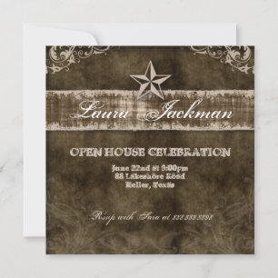 Western Vintage Grad Photo Card Beige Star